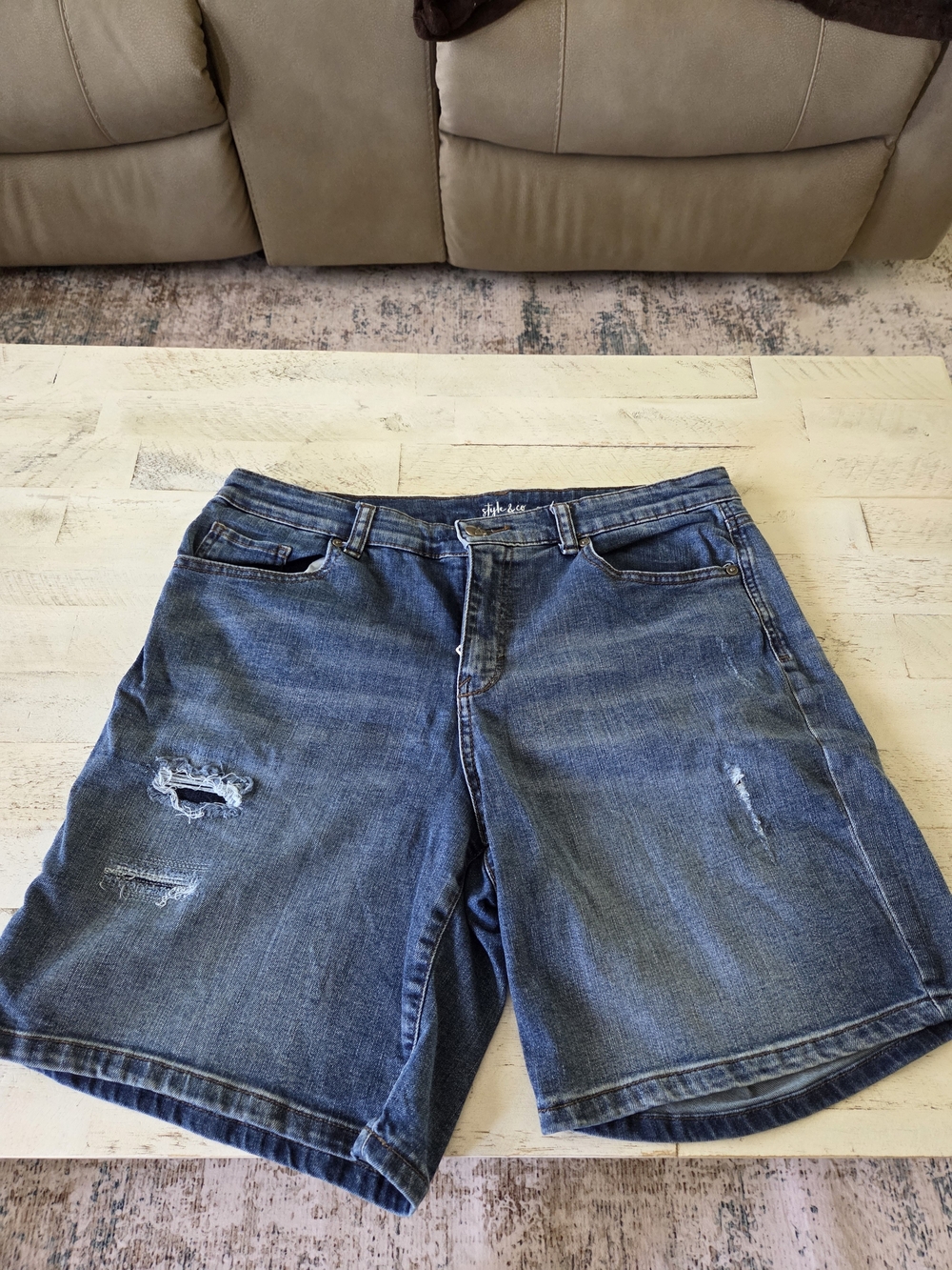 Style & Co Distressed Denim Shorts Size 14